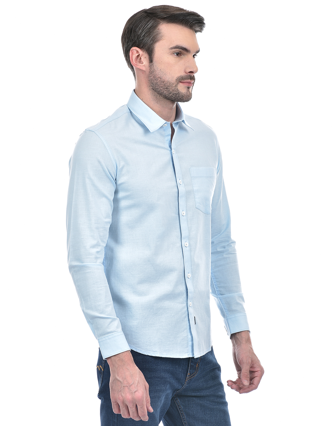 Numero Uno Men Solid Blue Shirt
